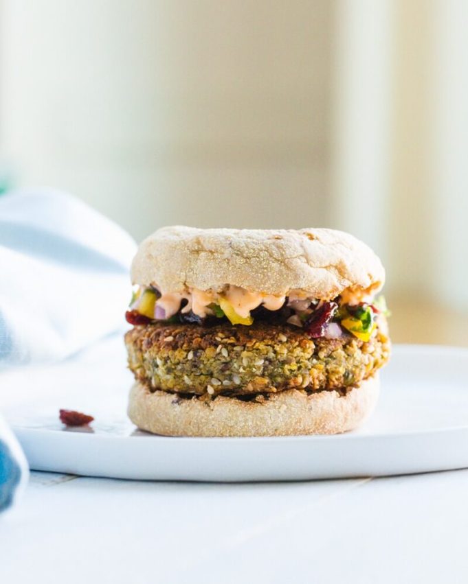 Chickpea Burgers with Sour Cherry Salsa