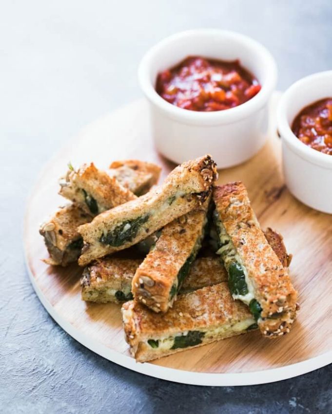 Pesto Grilled Cheese Dippers with Marinara