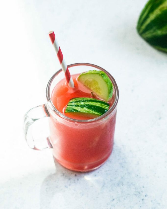 Watermelon Cucumber Juice Made in a Blender